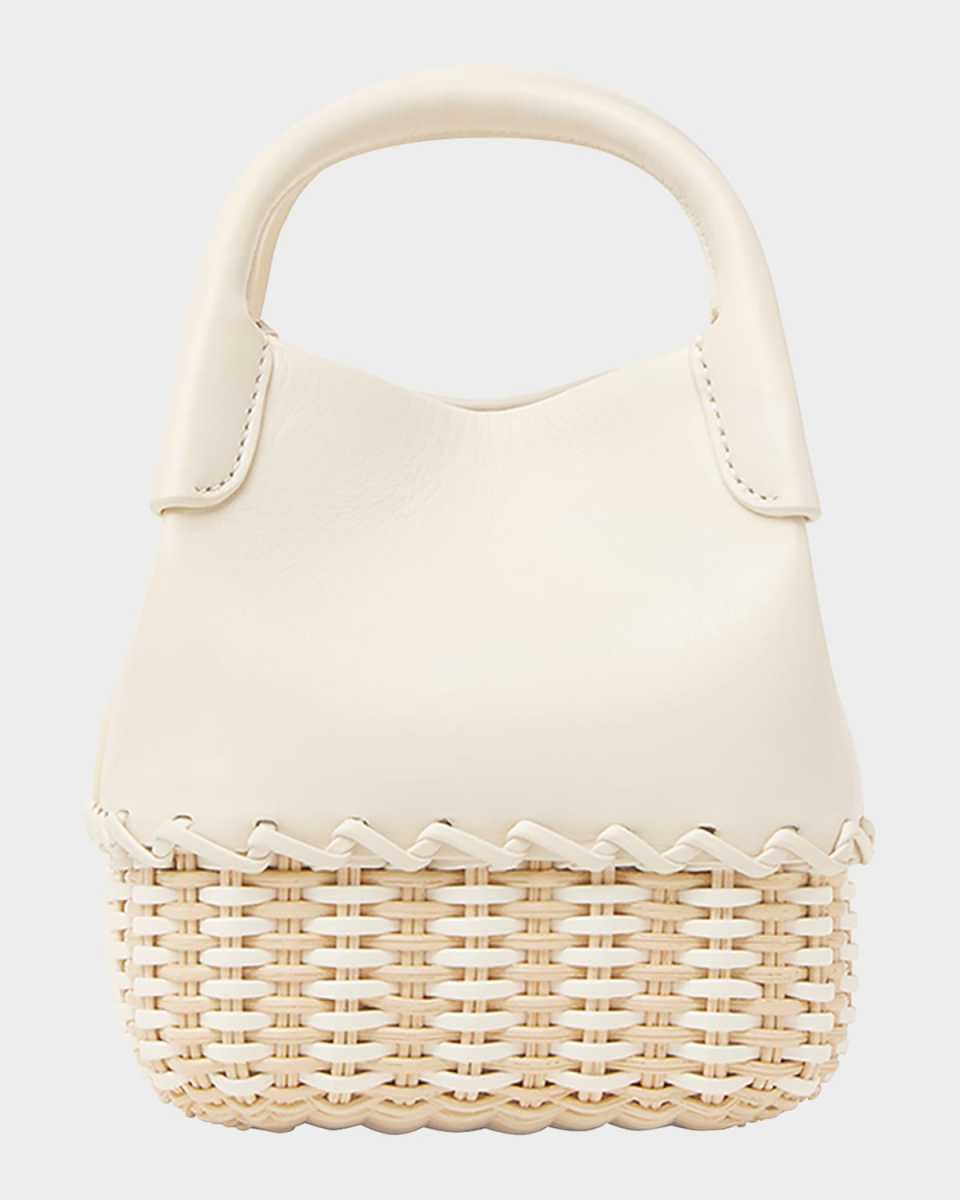 Bale Micro Braided Wicker & Leather Shoulder Bag